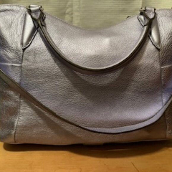Aimee Kestenberg SORRY I'M LATE Lilac Metallic Pebbled Leather Satchel RARE FIND - Picture 3 of 11